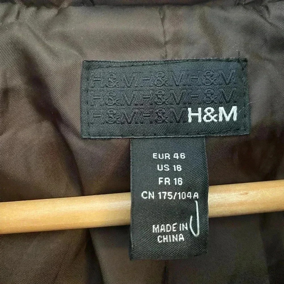 H&M Womens Quilted Brown Puffer Jacket - Picture 2 of 6